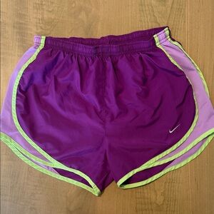 Nike Dri-FIT Women's Athletic Shorts in Purple and Lime